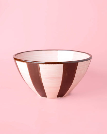 Keramische Gestreepte Saladeschaal